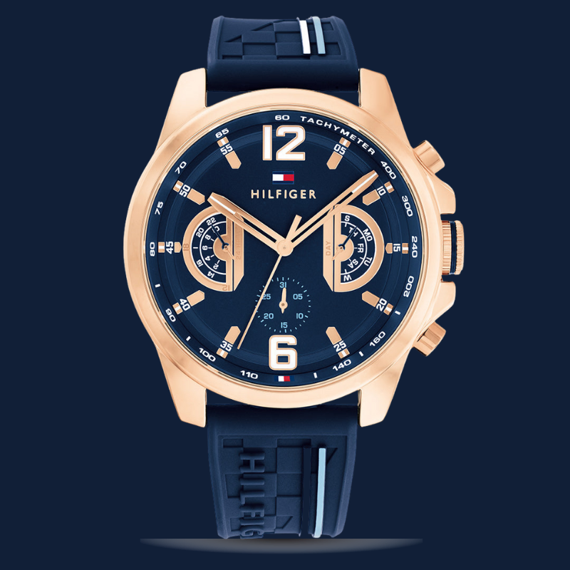 Tommy Hilfiger Silicone Navy Dial Multi-function Men's Watch 